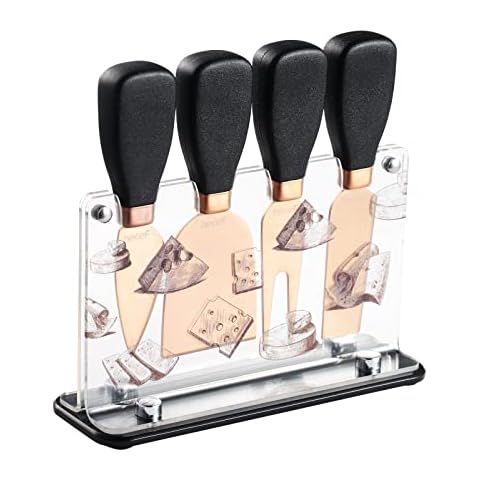 Set de 5 cuchillos de queso hecef con tenedor, pala y soporte acrílico Cover