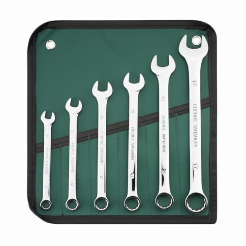 Noviitus 6-Piece Combination Metric Wrench Set, Master Tool Set with Roll-up Pouch Organizer, Metric 8,10,12,13,14,17mm, Perfect for Auto Repairs, Household, Car, Truck Emergency(6pcs)