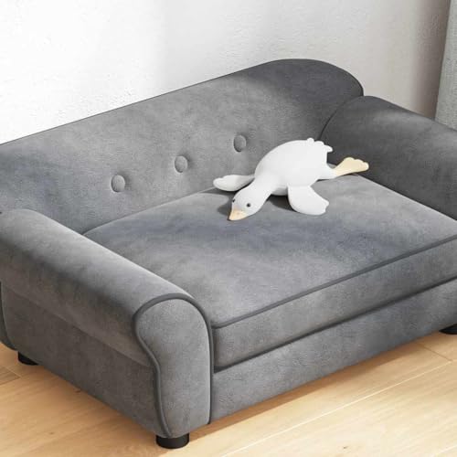 vidaXL Hundesofa Grau 72x45x30cm Plüsch Hundecouch Hundebett Haustiersofa
