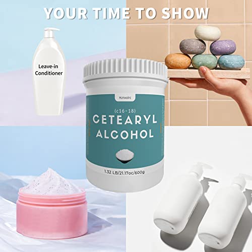 Hznxolrc 21.17 Ounce Cetearyl Alcohol for Making Lotions, Premium Cetearyl Alcohol Granules, Smooth and Emollient, Fresh and Pleasant, Suitable for Making Conditioners, Scrubs, Creams and More
