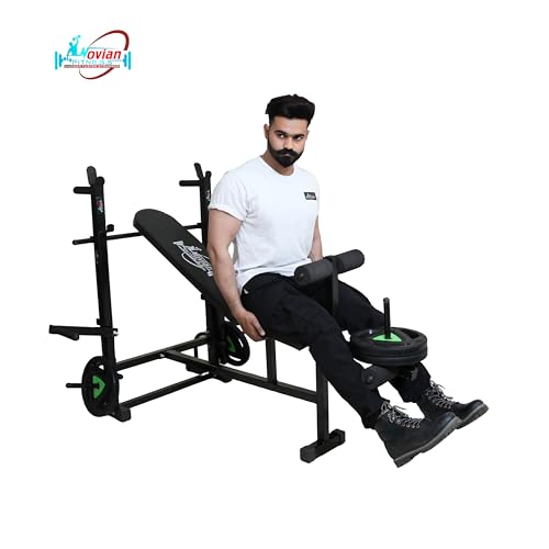 Image of 8-in-1 Multipurpose Adjustable Weight Bench, Incline /Decline /Flat Bench with Leg Extension, Butterfly, Dips Station, Multi Bench, Home Workout Fitness Bench (Full Black)