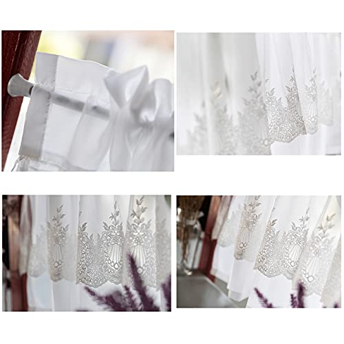 Cortina de cocina para cubrir ventanas pequeñas con un elegante encaje de doble capa. 6