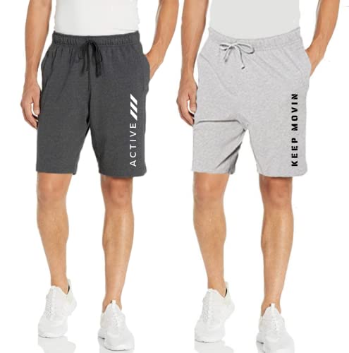 Image of KART BLACK Men's Regular Fit Shorts with Pocket /Casual Knit Shorts /Summer Shorts /Combo Pack of 2