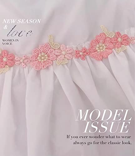 Pink Flower Lace Trim, Embroidery Trim Ribbon For Diy Sewing Or Crafts Decoration，0.9'' X 2Yds (Style C) #TOP5