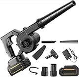 Soffiatore Aspiratore Foglie a Batteria 21V, 600W - 3.3 m³/min, 23000 giri/min (Nero-1 Batteria)