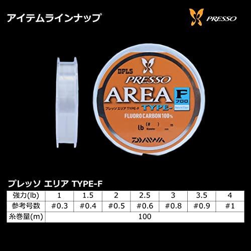 Daiwa Presso Area Type-F (Fluoro) 109.4 Yd (100 M), 2 Lb (#0.5), Natural Clear #TOP3
