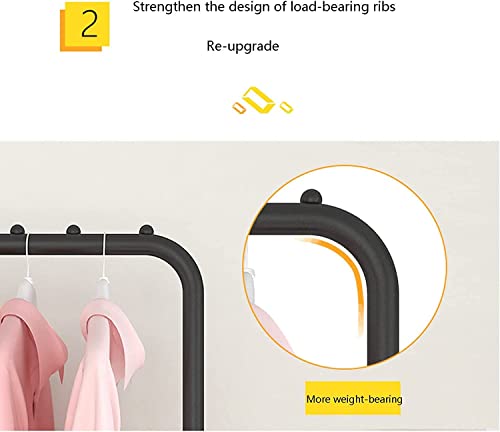 Image of Ozoy Metal Multifunctional Garment Stand Cloth Rack Freestanding Storage Organizer with Bottom Shelves Single Pole Coat Hanger - 150 x 110 x 40 CM (BLACK-6)