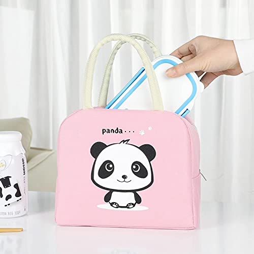 Image of Insulated Lunch Bag for Office, School, Men, Women, Hot & Cold Lunch Box, Tiffin Pouch (Panda Lunch Bag (Pink))