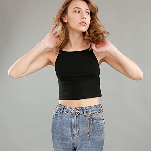 Awaytr Waist Chains Belts For Women - Rhinestone Gold Silver Chain Belts For Dresses (Gold-Heart) #TOP5