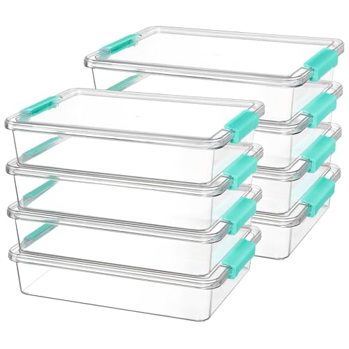 Vtopmart 6 Qt Plastic Storage Bins with Lids, Clear Sensory Bins, Arts Crafts Organizers and Storage, Stackable Containers for Home Office and School Supplies, 8 Pack