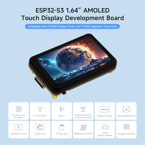 Écran ESP32-S3 tactile AMOLED 1.64 haute résolution à interface QSPI rapide - 3
