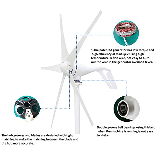 Éolienne 800W 24V à aimant permanent avec 6 pales pour électricité domestique