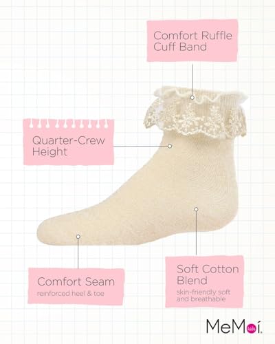 MeMoi Girls' Step and Shimmer Ruffle Anklet Socks3