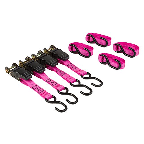 Ratchet Tie Down Strap Set, 4Piece, Pink