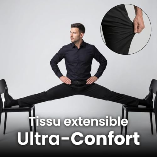 bergxperten Bellutia Pantalon Extensible MorphoFit, Pantalon Homme Extensible Respirant Coupe ajustée Taille élastique Tissu Stretch léger sans Repassage séchage Rapide Anti-Taches Confort Quotidien – vue 5