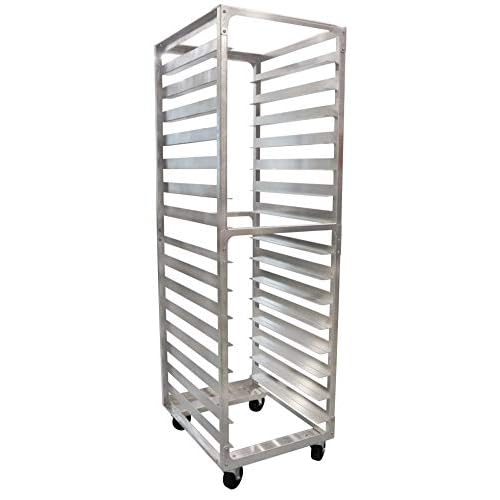 15 Pan 4″ Spacing Commercial Aluminium Bun Racks, NSF Listed Heavy Duty Speed Rack for Bakery, Restaurant & Catering, 15 Tier 20.5″ x 26″ x 70″ Speed Rack with Heavy Duty Plate Casters