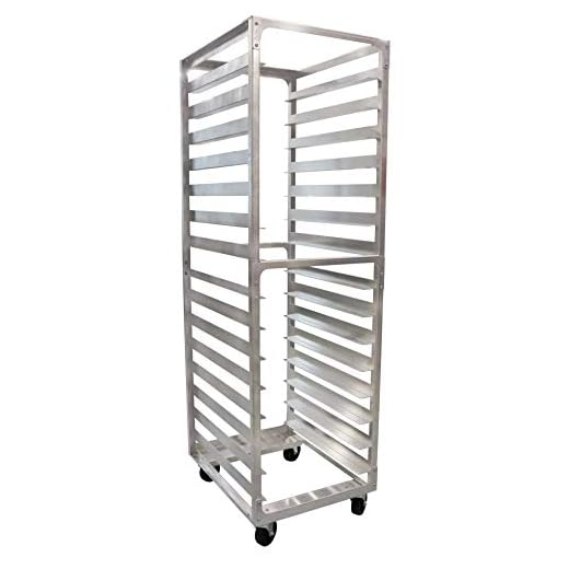 SHOPCraft 15 Pan 4" Spacing Commercial Aluminium Bun Racks, NSF Listed Heavy Duty Speed Rack for Bakery, Restaurant & Catering, 15 Tier 20.5" x 26" x 70" Speed Rack with Heavy Duty Plate Casters