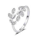 Leaf Ring Sterling Silver Adjustable Open Ring Jewelry Gifts for Women