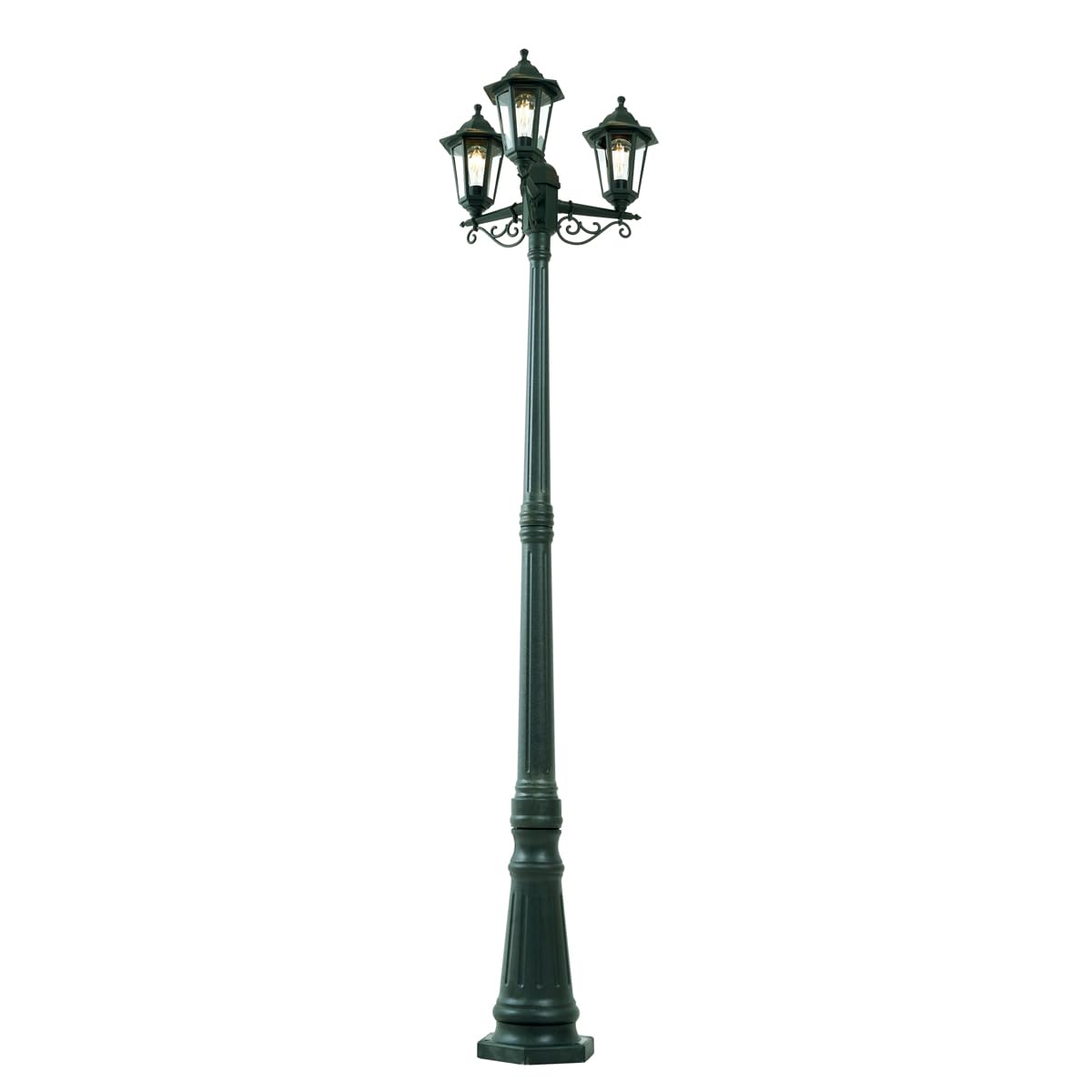 Farol clásico de exterior de 3 luces en verde oscuro y plástico resistente 8