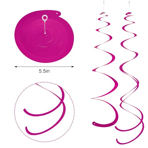 Image of Rose Red Ceiling Swirl Foil Decorations Hanging Plastic Streamer Themed Swirl Party for Valentines Carnival Celebration, Pack of 28