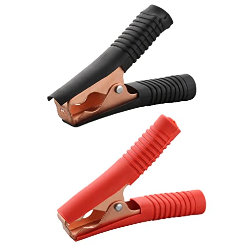 Fielect 2Pcs 100A Heavy-Duty Insulated Alligator Clips,Battery Crocodile Electrical Test Clamps,Battery Charger Clamp for Car Auto Vehicle Boat Red and Black