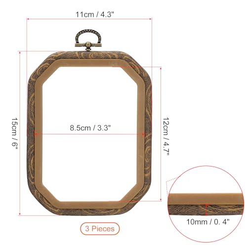 Image of PATIKIL 6x4.3inch Embroidery Hoops, 3Pieces Imitated Wood Octagonal Frame Cross Stitch Hoop Ring for Embroidery Art Craft Sewing Ornaments Hanging Decoration