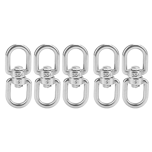 5Pcs M5 Double Ended Swivel Eye Hook, 304 Stainless Steel Eye to Eye Swivel Shackle Ring Connector, Hardware Accessories