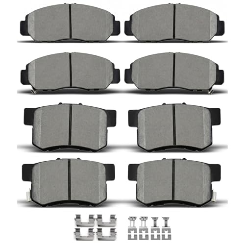Image of 8pcs Ceramic Brake Pads w /Clips Fit For 04-08 Acura TSX,03-07 Honda Accord