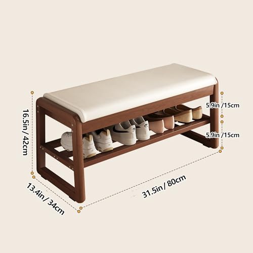 Banc de rangement ottomane en cuir synthétique raffiné et structure bois d'hévéa
