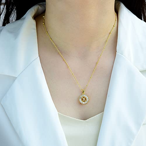 Initial A-Z Letter Pendant Necklace for Girlfriend Women & Girls, Cubic Zirconia Capital Letter Drop Necklace Gold Plated Cooper Chain 18inch4