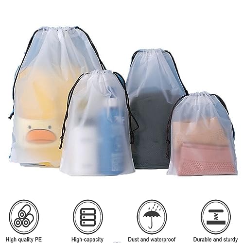 Translucent Travel Drawstring Bags Reusable Large Shoes Bags Organizers Storage Pouch Waterproof Durable Dust Bags with Rope 15.7 x 11.8 inches (50 Pack)3