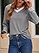 Dokotoo Womens Long Sleeve Tops Casual V Neck Oversized Shirts Basic Tees Early Fall Fashion Plus Size Clothes 2025 Grey Tops for Women XXXL