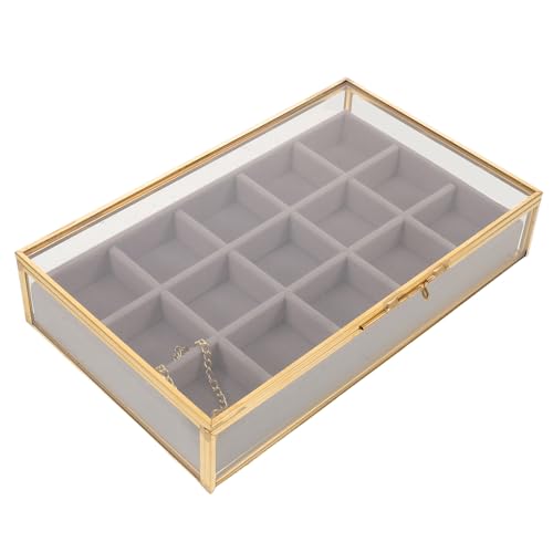 Boîte à bijoux multi-sections en verre de luxe et cuivre pour protection optimale - 2