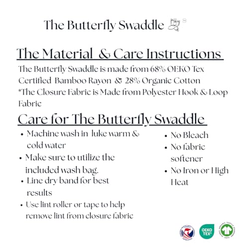 Image of The Butterfly Swaddle Organic Cotton Blend, All-in-One Butterfly Wing Sleep Sack Transitional Training System for Newborn Infant Baby with Wash Bag, Large (12-17 lbs), Sage