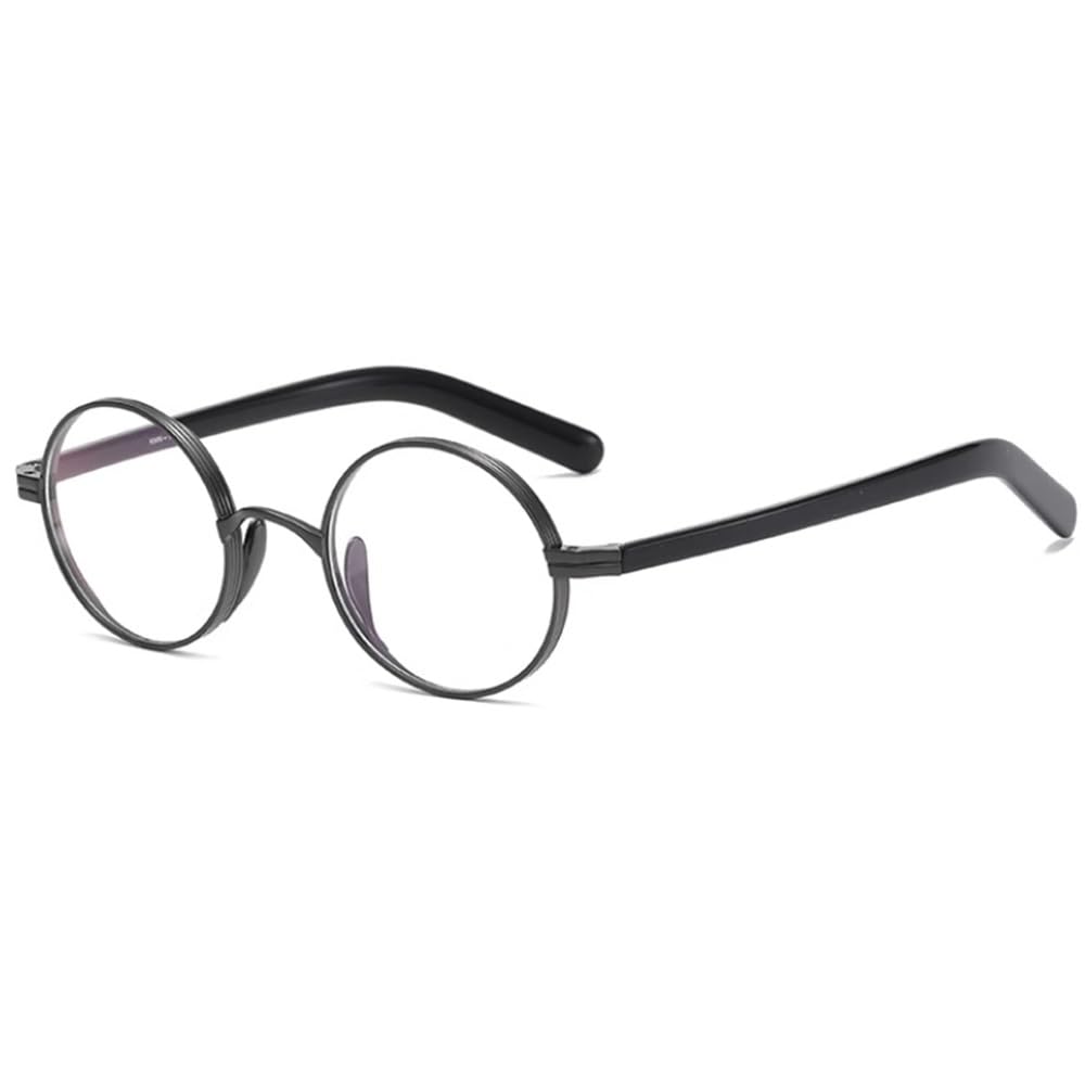 NILZA Gafas De Lectura De Titanio Gafas Presbicia Redondas Computer Filtro Metal Anteojos Multifocales Vintage Gafas De Presbicia Anti Luz Azul (Color : Bronze, Size : +2.5)