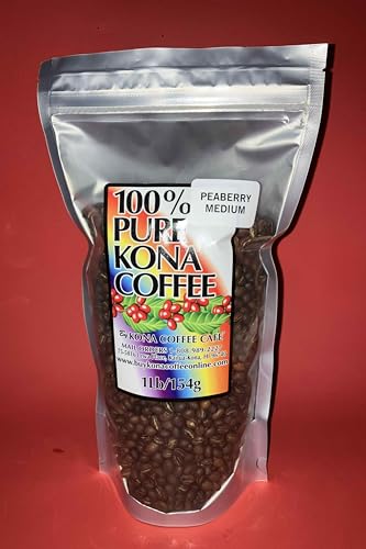 100% Kona Coffee Peaberry Café en Grano Tostado Medio 16 oz miniatura 1