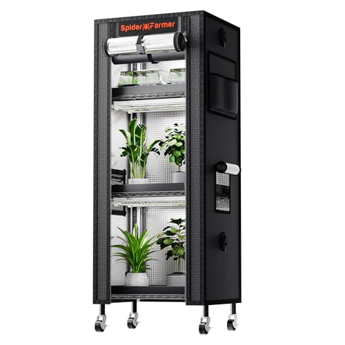 SPIDER FARMER Plant Holder Grow Light Kit, porte - plantes à 4 couches avec 6 lampes LED à spectre complet de 30cm et growtent pour la croissance initiale...