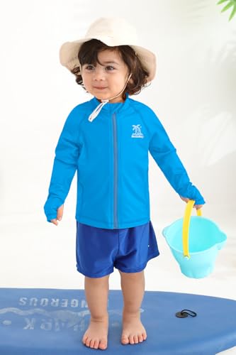 Image of BesserBay Baby Toddler Kids Rashguard Top UPF 50+ Long Sleeve Swim Shirt Zip Up Thumb Holes UV Jacket 12 Months-6 Years