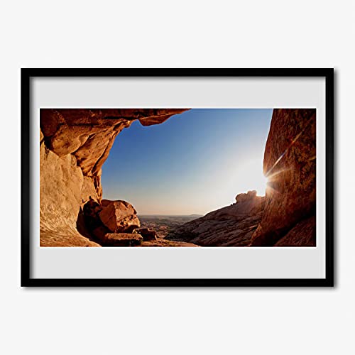 Paysage du soleil rocheux affiche encadrée 70x50 cm pour salon et chambre