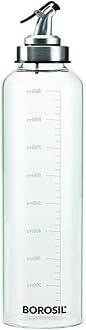 Oil Dispencer | Borosilicate Glass Oil Bottle with Silicon Funnel | Leakproof, BPA Free Oil Container for Kitchen | Transparent (1 L)