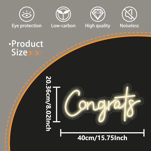 Image of Moneter Congrats Neon Sign, White Congrats Led Signs for Wall Decor, Congratulations Graduation Decoration Neon Lights for Party, Wedding, Banner