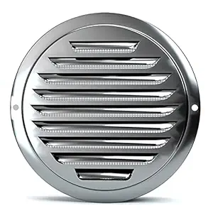 Stainless Steel Air Vents, 201 Round Louver Grille Cover Wall Ventilation Outlet Soffit Vents with Built-in Screen Mesh for House (4'')