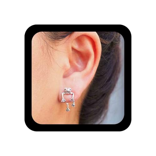 Allereya Boho Rana Pendientes Ear Jacket Stud Pendientes Plata Joyas para Mujeres y Niñas