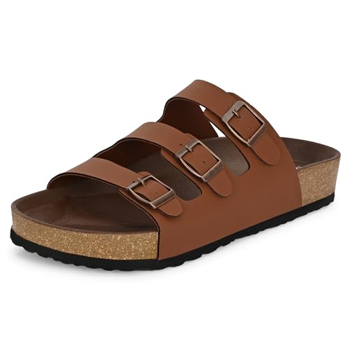 Image of Centrino Men's Berkin-Style Slip-On Sandals | Open Toe Design | Soft PU Footbed | Lightweight & Comfortable | Arch Support | On-Grip Sole | Casual Outdoor Wear (9208)