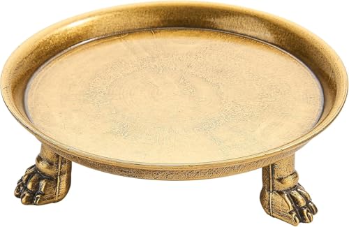 khtumeware 4.5 Inch 100% Solid Brass Clawfoot Candle Dish - Antique Pedestal Dish - Candle Holder - Jewelry Holder - Perfect for Wax Candles Rings and Trinkets