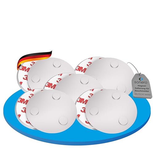 sonero MH-070-05 Soporte magnético para detectores de Humo (Detector de monóxido de Carbono y Otros Productos) Diámetro 70 mm Imanes Extra Fuertes, 5 Piezas