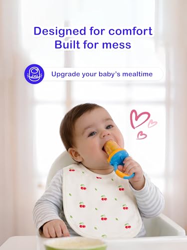 Image of Kidbea Organic Cotton Baby Bib, Adjustable Snap Closure Soft Absorbent Feeding Bibs Apron for Newborns & Infants Child With Cute Prints | Reusable Baby Essential