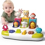 PANITU Baby Pop Up Animal Toys with Buttons & Colors, Montessori Cause and Effect Toys for Boys Girls, Kids, Toddlers, Babies – 9 Months +
