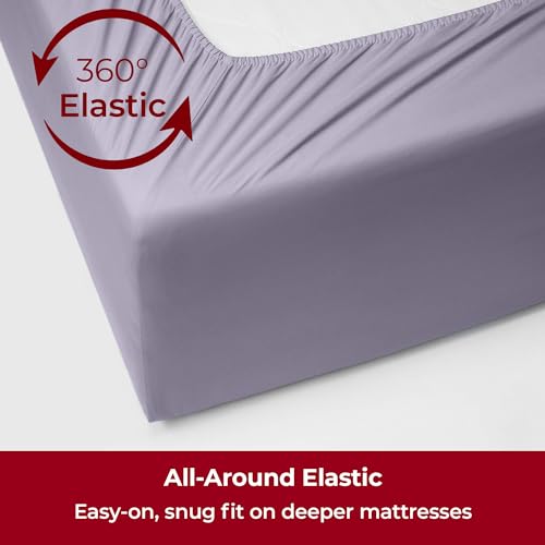 Image of Mellanni Extra Deep King Sheets - 4 PC Iconic Collection Bedding | Hotel Luxury, Ultra Soft, Cooling Bed Sheets - Wrinkle, Fade, Stain Resistant (King, Lavender)
