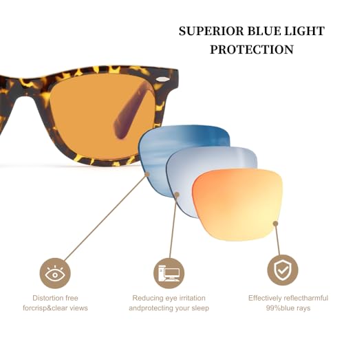 Image of 99% Blue Light Blocking Reading Glasses Women Men, Relieve Eye Strain, Sleeping Glasses, Amber Glasses